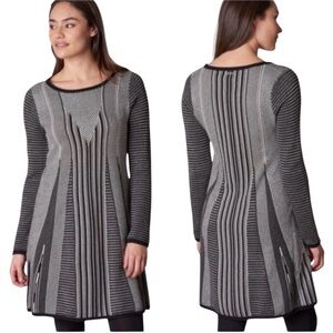 Prana Whitley Knit Women’s Gray Patterned Long Sleeve Sweater Dress Size XS